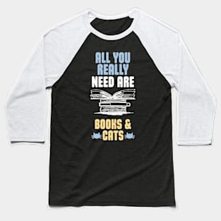 Books and Cats Baseball T-Shirt